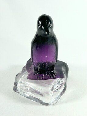 Penguin Lead Crystal, Hand-made, Dark Purple, On Ice